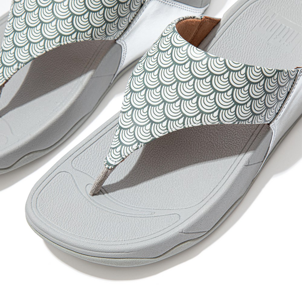 Fitflop Womens Sandals Grey - Lulu Wave-print Toe-post - ZB1256380